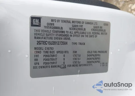 2008 GMC Sierra 1500 Sle1 из США, поврежденный, VIN 2GTEC19J281273584